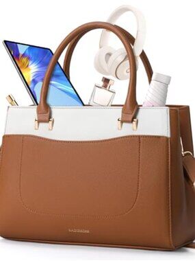 Top Handle Satchel Waterproof PU Leather Crossbody Bag with Detachable Strap